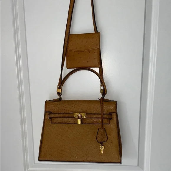 Vintage Pedro Mayorga Ostrich Satchel (like Hermes Kelly Bag or Sac à Dépêches) - Picture 3 of 17